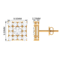 Certified Moissanite Square Stud Earrings