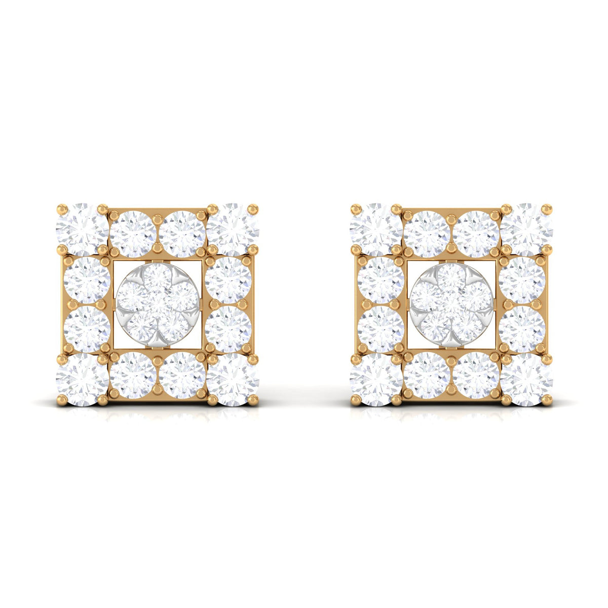 Certified Moissanite Square Stud Earrings