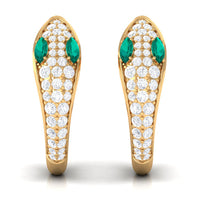 Emerald and Diamond Snake Hinged Hoop Earrings