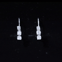 Round Moissanite Three Stone Hoop Earrings with Lever Back