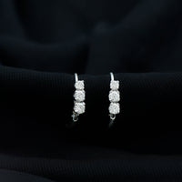Round Moissanite Three Stone Hoop Earrings with Lever Back