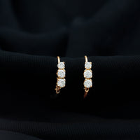 Round Moissanite Three Stone Hoop Earrings with Lever Back
