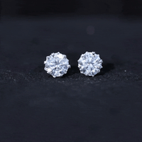 Brilliant Cut Moissanite Solitaire Stud Earrings in Decorative Setting