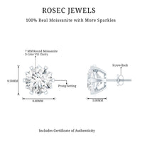 Brilliant Cut Moissanite Solitaire Stud Earrings in Decorative Setting