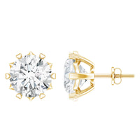 Brilliant Cut Moissanite Solitaire Stud Earrings in Decorative Setting