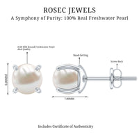 6 MM Round Freshwater Pearl Solitaire Stud Earrings