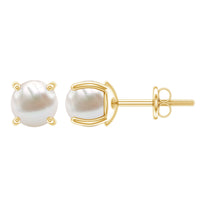 6 MM Round Freshwater Pearl Solitaire Stud Earrings