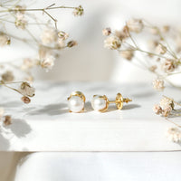 6 MM Round Freshwater Pearl Solitaire Stud Earrings