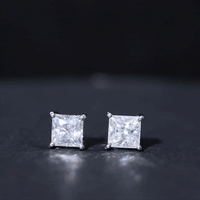 Certified 2.5 Carat Princess Cut Moissanite Stud Earrings in Silver