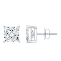 Certified 2.5 Carat Princess Cut Moissanite Stud Earrings in Silver