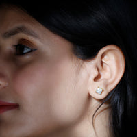 6MM Solitaire Princess Cut Moissanite Stud Earrings