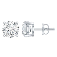 Solitaire 1.9 Carat Lab Grown Diamond Stud Earrings with Screw Back