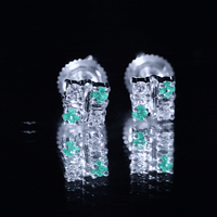 Certified Emerald and Lab Diamond Cluster Stud Earrings
