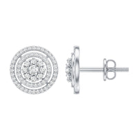 Flower Inspired Diamond Halo Stud Earrings