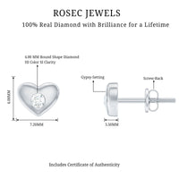Gypsy Set Real Diamond Heart Stud Earrings