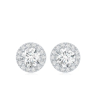 Certified Round Moissanite Halo Stud Earrings