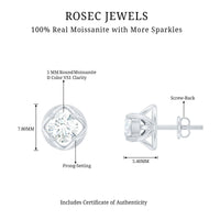 1 CT Solitaire Moissanite Flower Stud Earrings