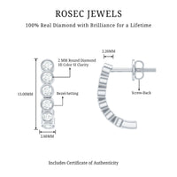 Bezel Set Round Diamond J Hoop Earrings