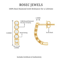 Bezel Set Round Diamond J Hoop Earrings