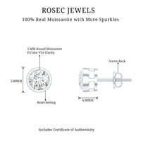 Bezel Set Round Cut Moissanite Stud Earrings