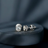 Bezel Set Round Cut Moissanite Stud Earrings