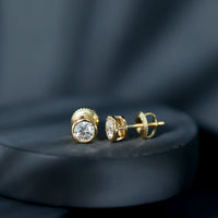 Bezel Set Round Cut Moissanite Stud Earrings