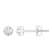Dainty Solitaire Moissanite Stud Earrings in Bezel Setting