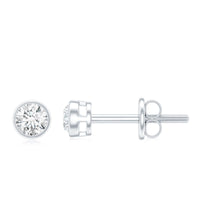 Dainty Solitaire Moissanite Stud Earrings in Bezel Setting