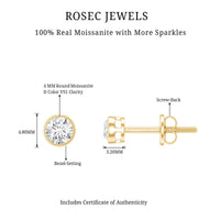 Dainty Solitaire Moissanite Stud Earrings in Bezel Setting