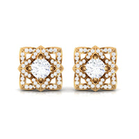 Natural Diamond Art Deco Earrings with Screw Back
