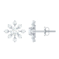Moissanite Snowflake Stud Earrings with Certificate