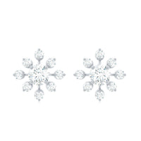 Moissanite Snowflake Stud Earrings with Certificate