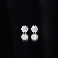 Certified round cut moissanite halo stud earrings for women by Rosec Jewels, featuring sparkling white moissanite stones.
