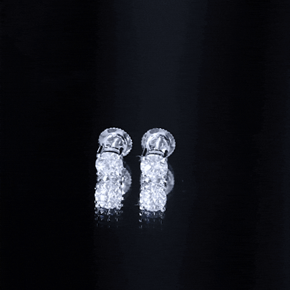 Yellow gold 1 carat round moissanite solitaire screw back stud earrings by Rosec Jewels with sparkling gemstone and secure backing