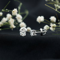 Silver Moissanite 1 Carat Stud Earring