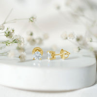 1 Carat Round Moissanite Solitaire Screw Back Stud Earrings