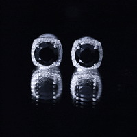 Lab Grown Black and White Diamond Halo Stud Earrings