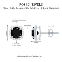 Lab Grown Black and White Diamond Halo Stud Earrings