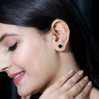 Lab Grown Black and White Diamond Halo Stud Earrings