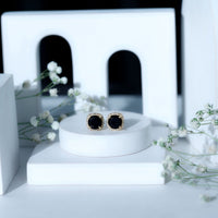 Lab Grown Black and White Diamond Halo Stud Earrings