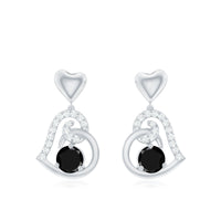 Heart Drop Earring with Black Spinel and Diamond Accent