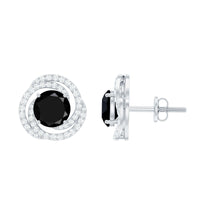 Lab Created Black Diamond Spiral Earrings with Diamonds