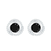 Lab Created Black Diamond Spiral Earrings with Diamonds