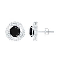 Lab Created Black Diamond Spiral Earrings with Diamonds