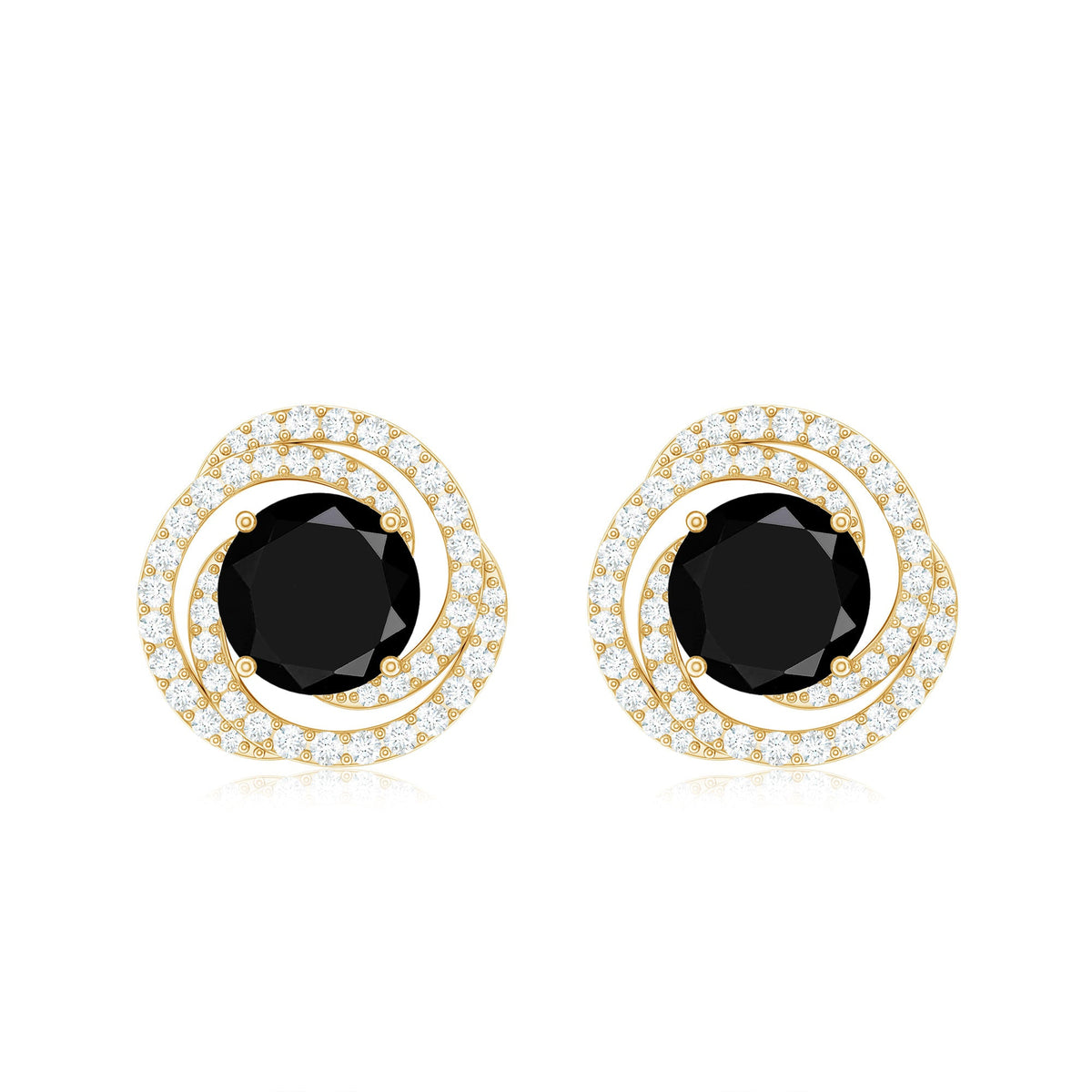 Lab Created Black Diamond Spiral Earrings with Diamonds