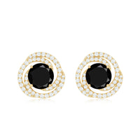 Lab Created Black Diamond Spiral Earrings with Diamonds