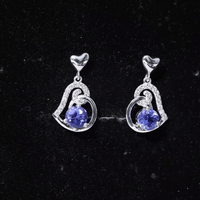 1 Carat Tanzanite and Diamond Heart Drop Earrings