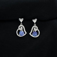 1 Carat Tanzanite and Diamond Heart Drop Earrings