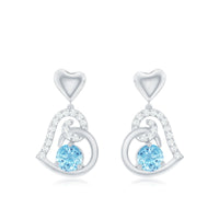 Natural Aquamarine Heart Drop Earrings with Diamond