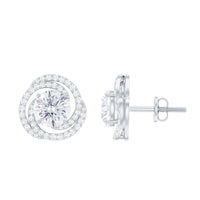 Rosec Jewels 2.25 CT Moissanite braided halo stud earrings with sparkling stones on a white background